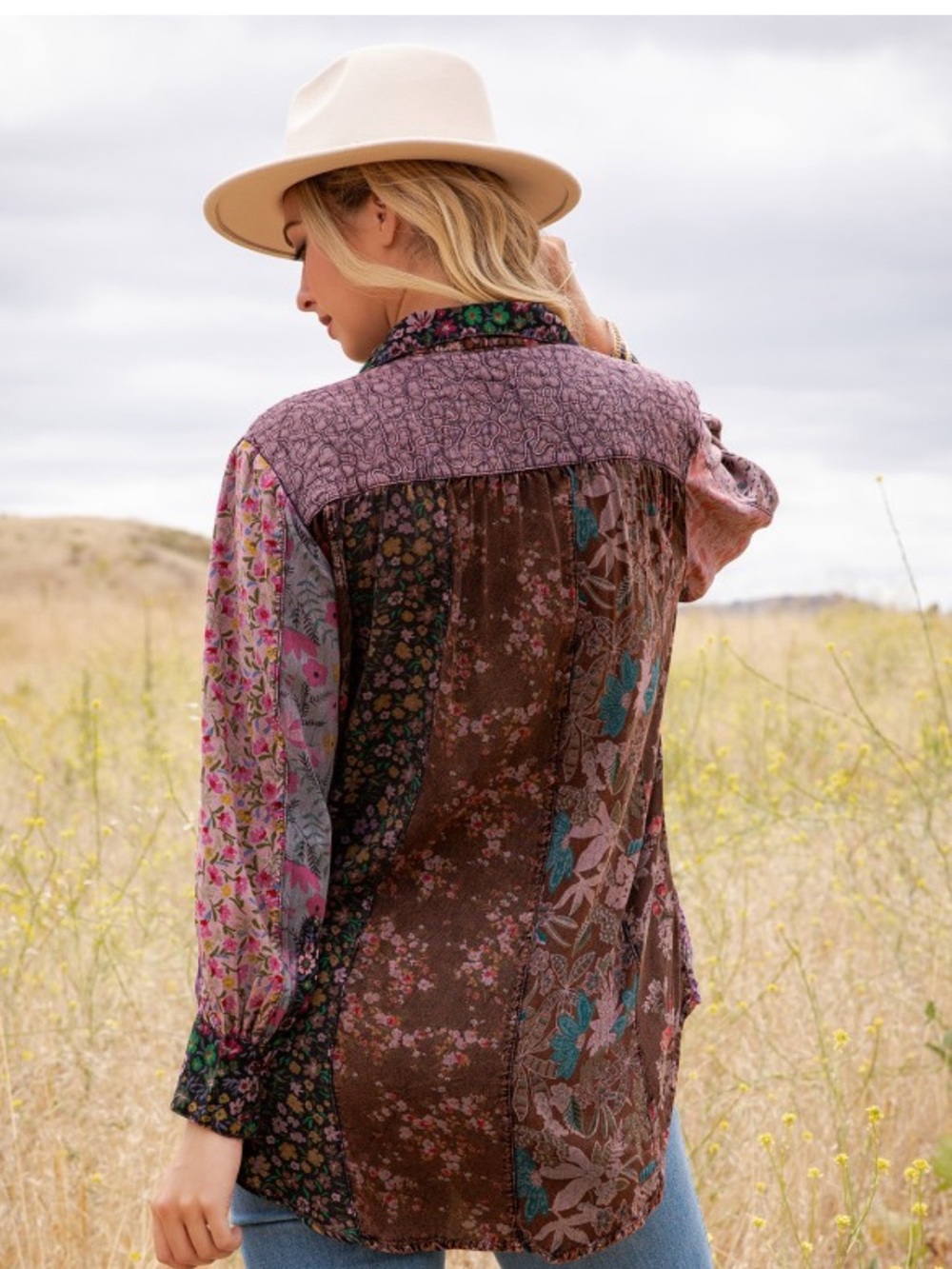 YTF1โ๐๐ค STUNNING FALL JHABLAS Patchwork Boho Button-Front Tunic - Picture 3 of 7